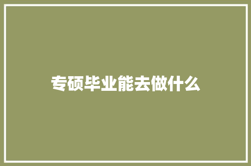 专硕毕业能去做什么