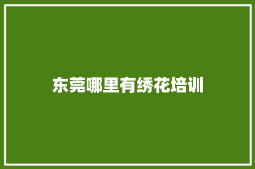 东莞哪里有绣花培训