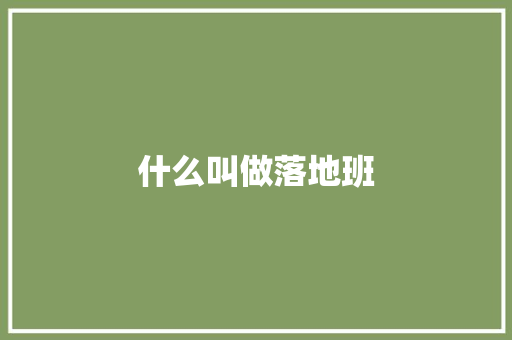 什么叫做落地班