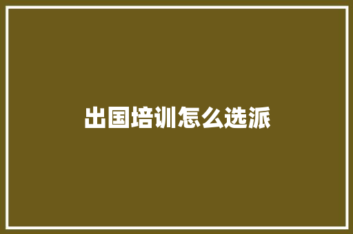 出国培训怎么选派