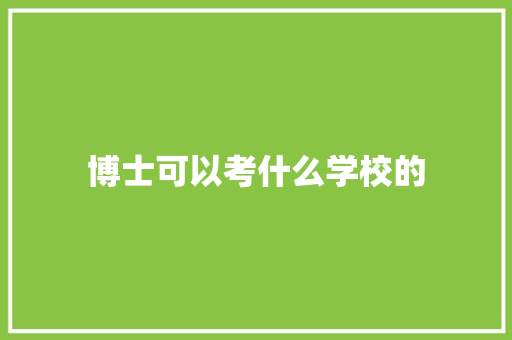 博士可以考什么学校的