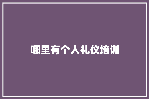 哪里有个人礼仪培训