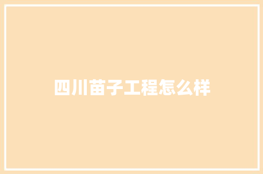 四川苗子工程怎么样