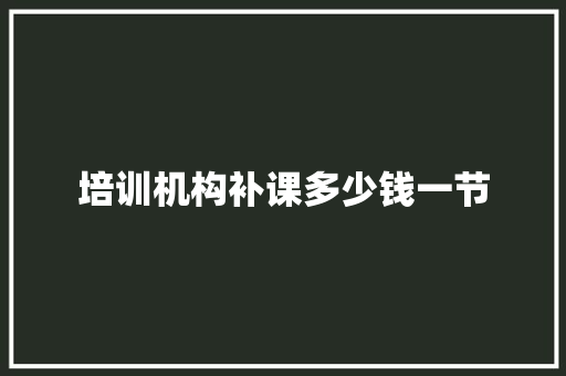 培训机构补课多少钱一节
