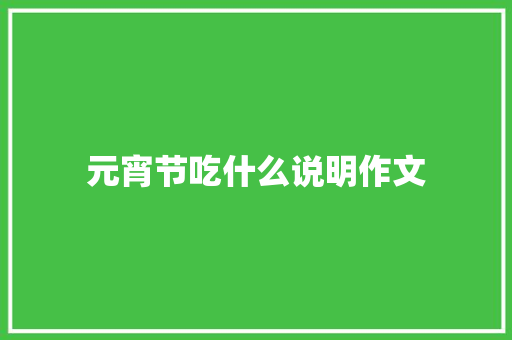 元宵节吃什么说明作文