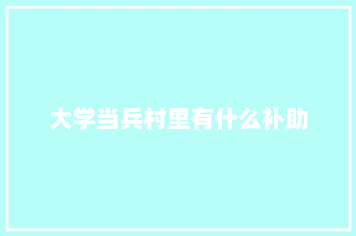 大学当兵村里有什么补助