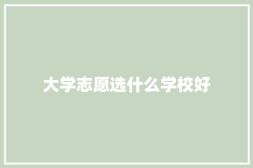 大学志愿选什么学校好