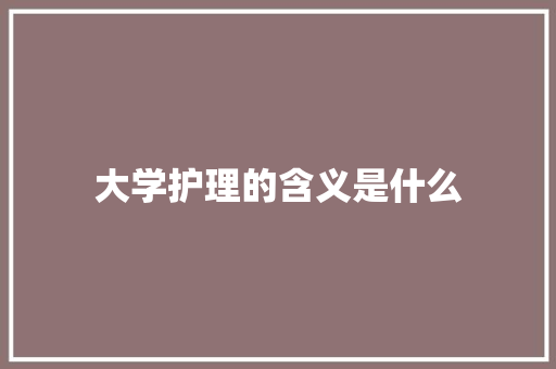 大学护理的含义是什么