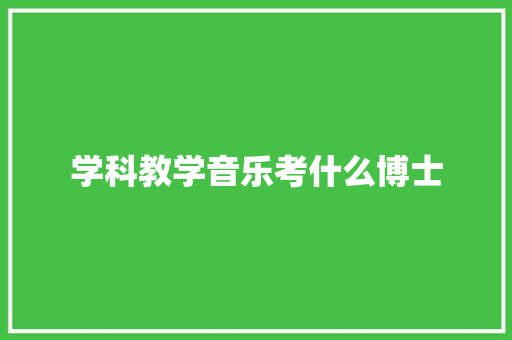 学科教学音乐考什么博士