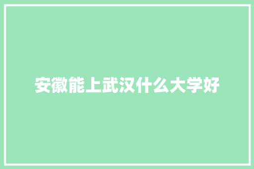 安徽能上武汉什么大学好