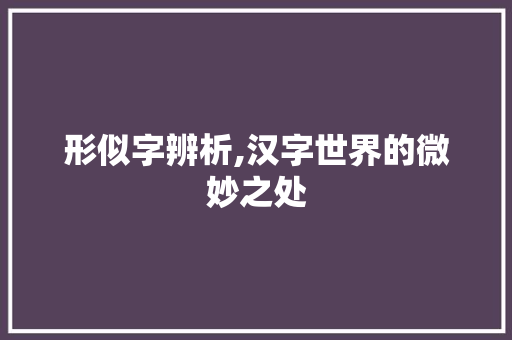 形似字辨析,汉字世界的微妙之处 范文赏析