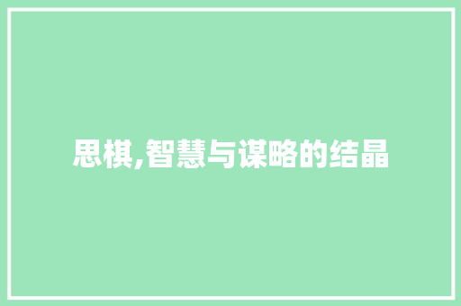 思棋,智慧与谋略的结晶