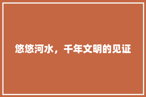 悠悠河水，千年文明的见证