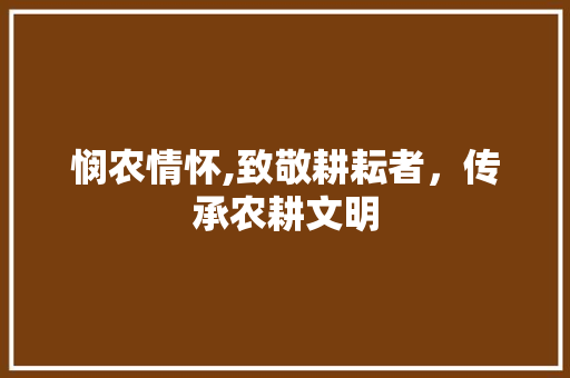 悯农情怀,致敬耕耘者，传承农耕文明 写作社区