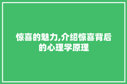 惊喜的魅力,介绍惊喜背后的心理学原理