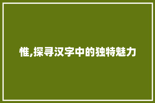 惟,探寻汉字中的独特魅力