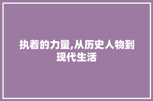 执着的力量,从历史人物到现代生活