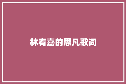 林宥嘉的思凡歌词 简历模板