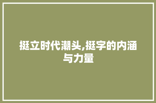挺立时代潮头,挺字的内涵与力量