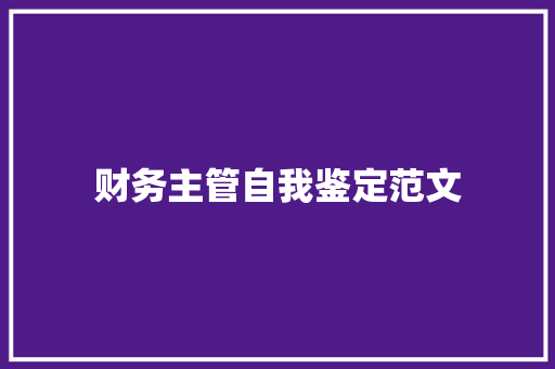 财务主管自我鉴定范文