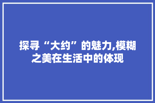 探寻“大约”的魅力,模糊之美在生活中的体现
