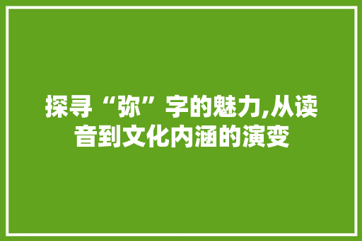 探寻“弥”字的魅力,从读音到文化内涵的演变