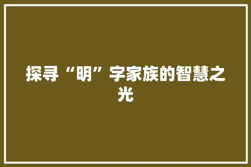 探寻“明”字家族的智慧之光