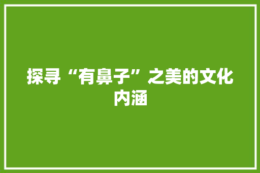 探寻“有鼻子”之美的文化内涵