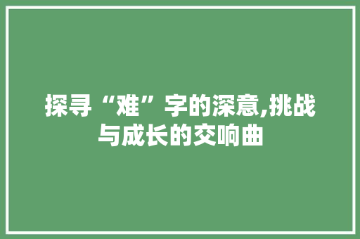 探寻“难”字的深意,挑战与成长的交响曲