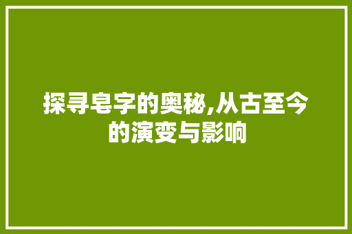 探寻皂字的奥秘,从古至今的演变与影响