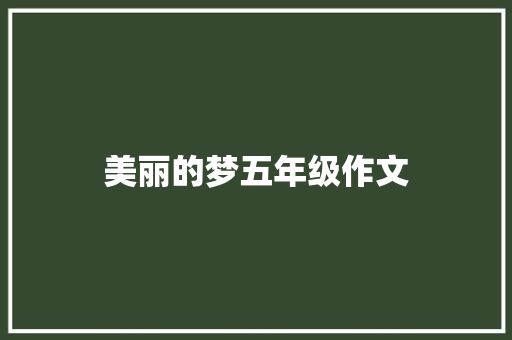 美丽的梦五年级作文