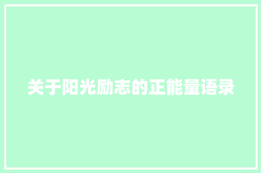 关于阳光励志的正能量语录