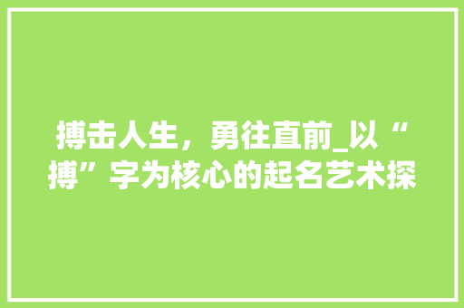 搏击人生，勇往直前_以“搏”字为核心的起名艺术探析