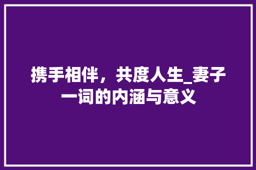 携手相伴，共度人生_妻子一词的内涵与意义
