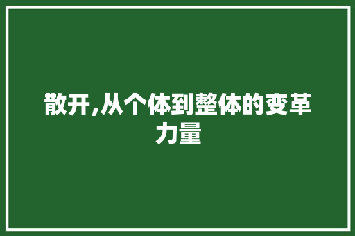 散开,从个体到整体的变革力量