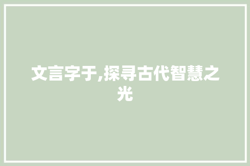 文言字于,探寻古代智慧之光 简历模板