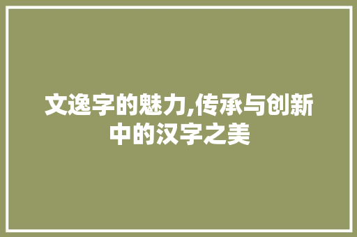 文逸字的魅力,传承与创新中的汉字之美 简历模板