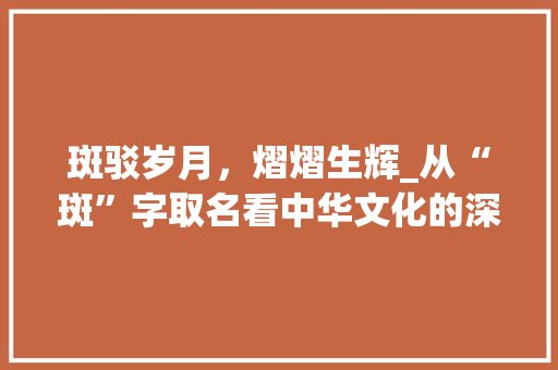 斑驳岁月，熠熠生辉_从“斑”字取名看中华文化的深邃底蕴