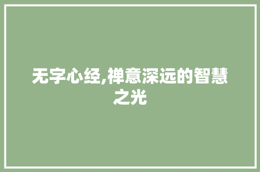 无字心经,禅意深远的智慧之光