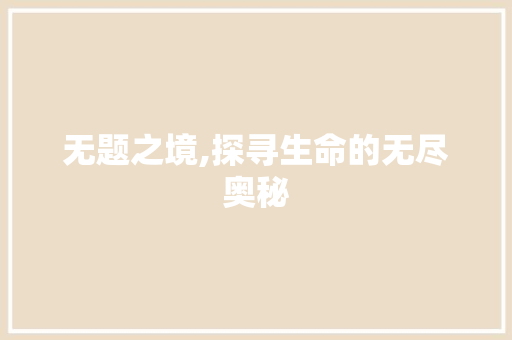 无题之境,探寻生命的无尽奥秘