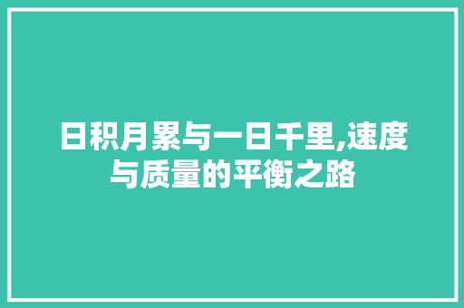 日积月累与一日千里,速度与质量的平衡之路 写作素材