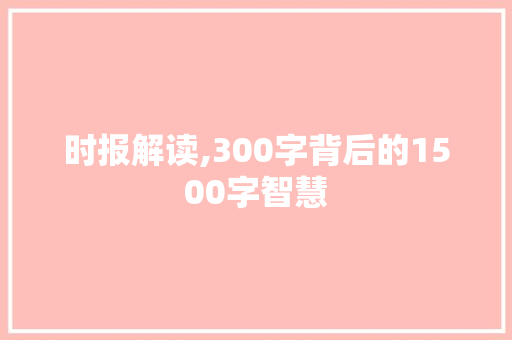 时报解读,300字背后的1500字智慧 简历模板