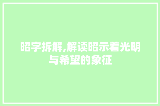 昭字拆解,解读昭示着光明与希望的象征