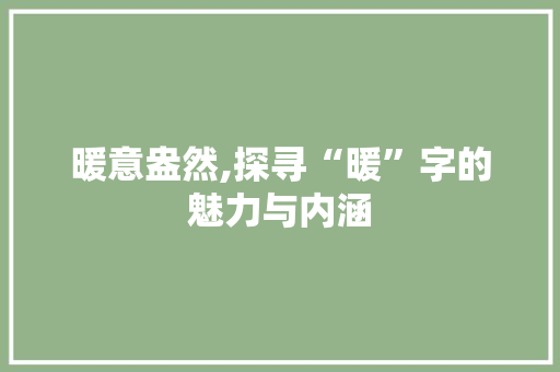 暖意盎然,探寻“暖”字的魅力与内涵 报告写作