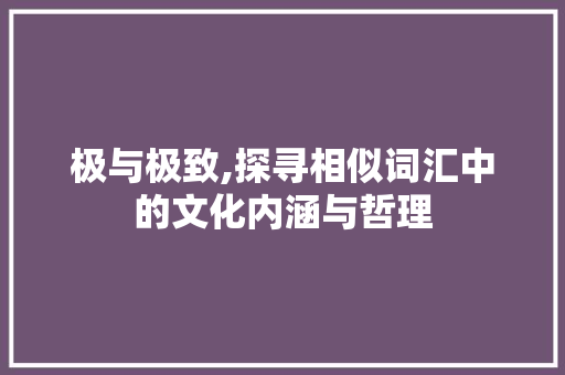 极与极致,探寻相似词汇中的文化内涵与哲理