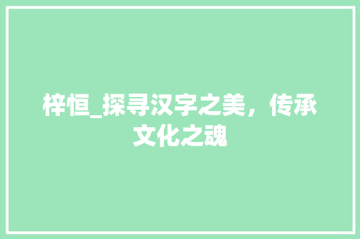 梓恒_探寻汉字之美，传承文化之魂
