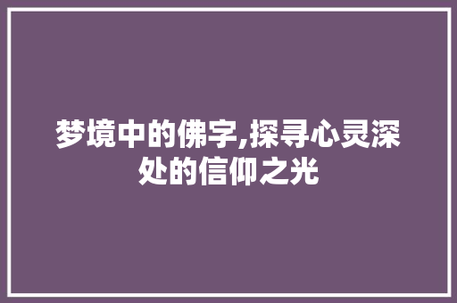 梦境中的佛字,探寻心灵深处的信仰之光