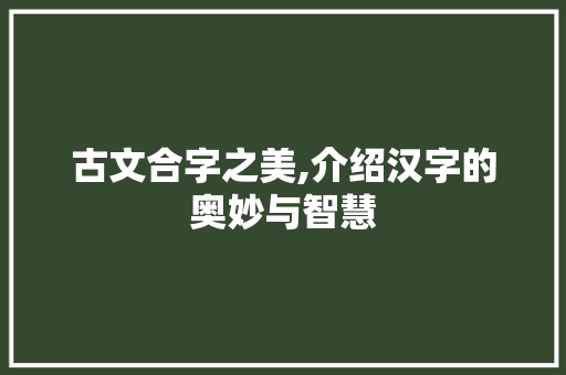 古文合字之美,介绍汉字的奥妙与智慧