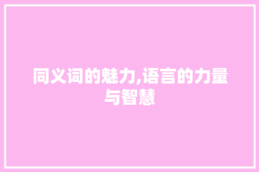 同义词的魅力,语言的力量与智慧
