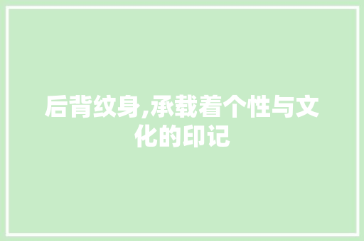 后背纹身,承载着个性与文化的印记